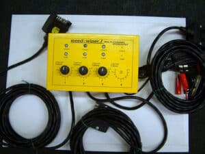 Photo shows an WeedSwiper multi-channel Hydrostat Box with cables