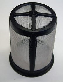 Photo shows a tank filter basket for a WeedSwiper. It is a tube, with mesh attached to a frame.